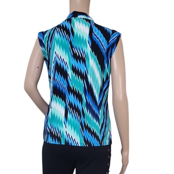 Grace Elements Blue Green Bold Chevron Blouse - Picture 2 of 3